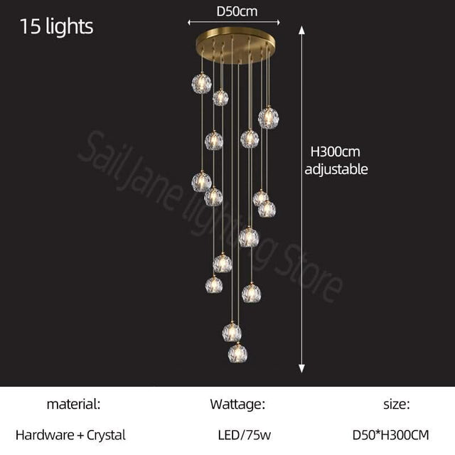 Luxury Crystal Stair Chandelier - Football Shape-ChandeliersDecor.com