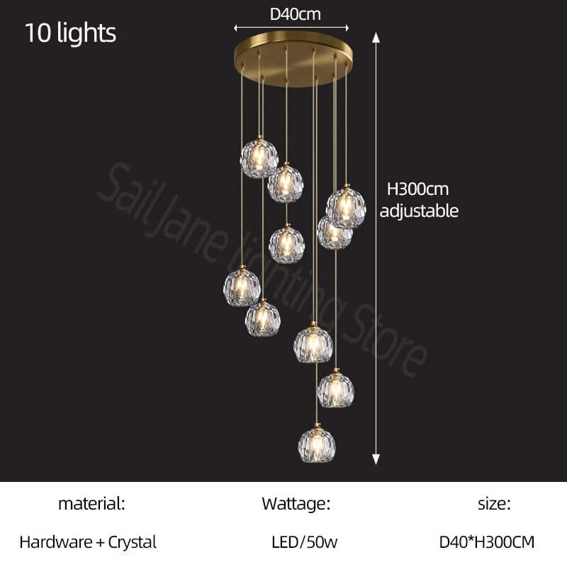 Luxury Crystal Stair Chandelier - Football Shape-ChandeliersDecor.com