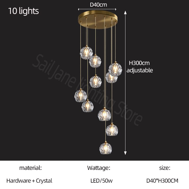 ChandeliersDecor.com-Staircase Chandelier-Luxury Crystal Stair Chandelier - Football Shape