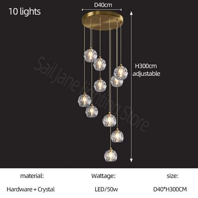 Luxury Crystal Stair Chandelier - Football Shape-ChandeliersDecor.com