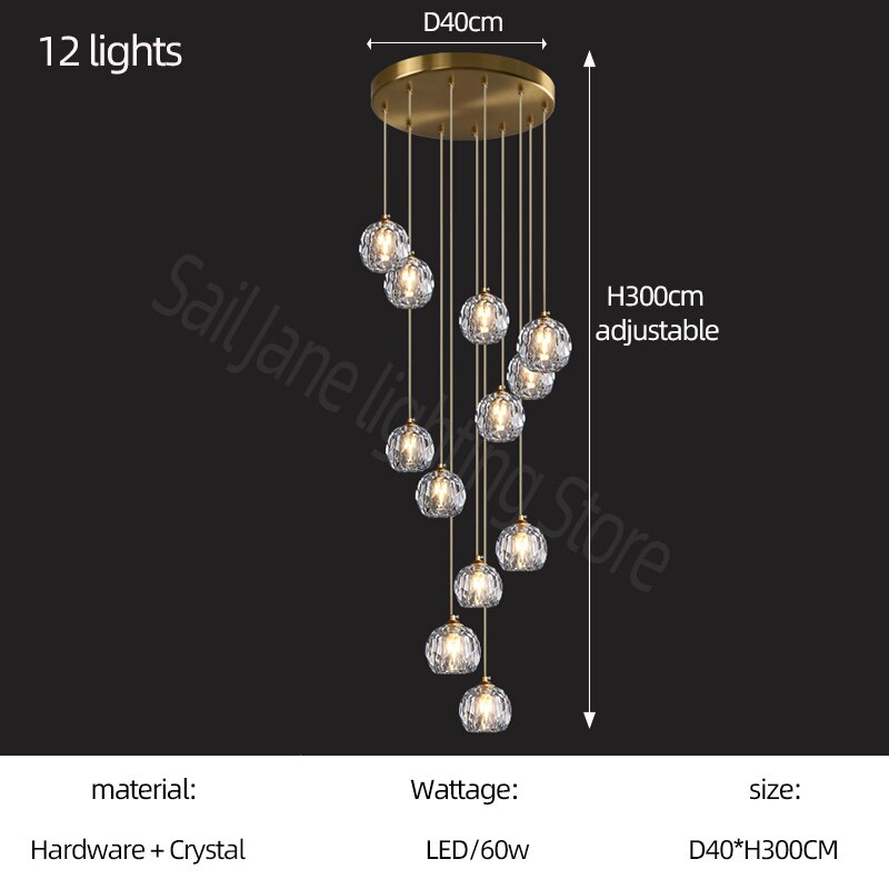 ChandeliersDecor.com-Staircase Chandelier-Luxury Crystal Stair Chandelier - Football Shape
