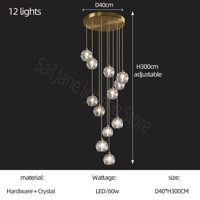 Luxury Crystal Stair Chandelier - Football Shape-ChandeliersDecor.com