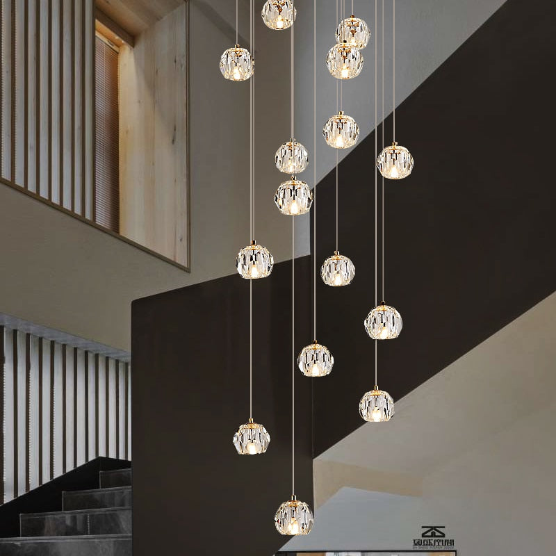 ChandeliersDecor.com-Staircase Chandelier-Luxury Crystal Stair Chandelier - Football Shape