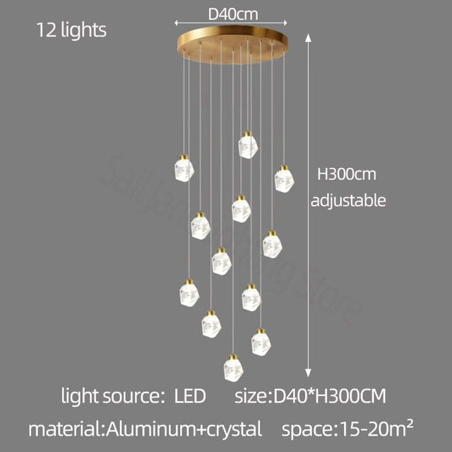 Luxury Crystal Staircase Chandelier with LED Lights-ChandeliersDecor.com