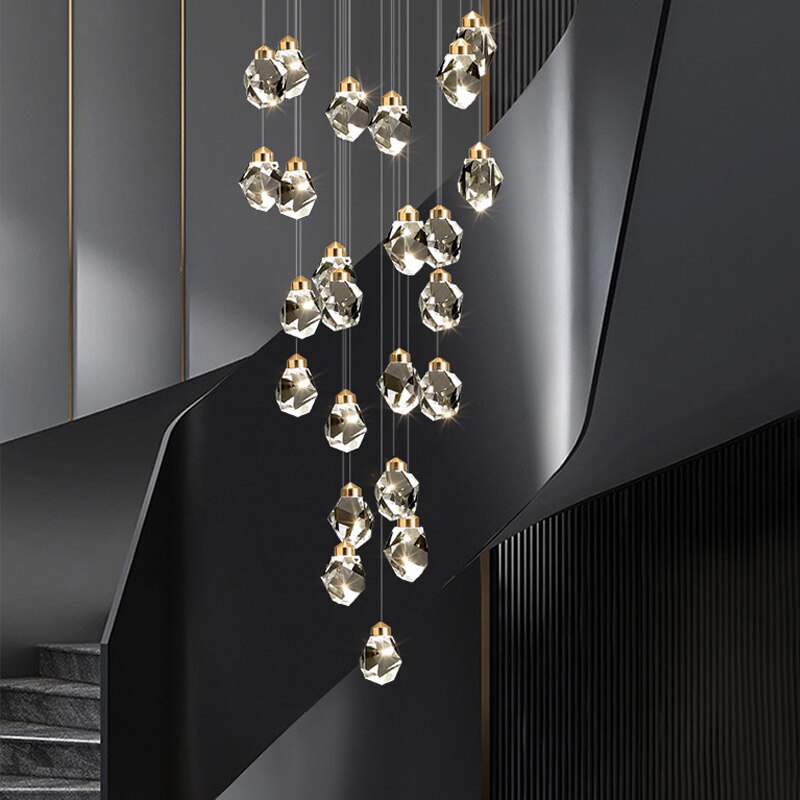 ChandeliersDecor.com-Staircase Chandelier-Luxury Crystal Staircase Chandelier with LED Lights