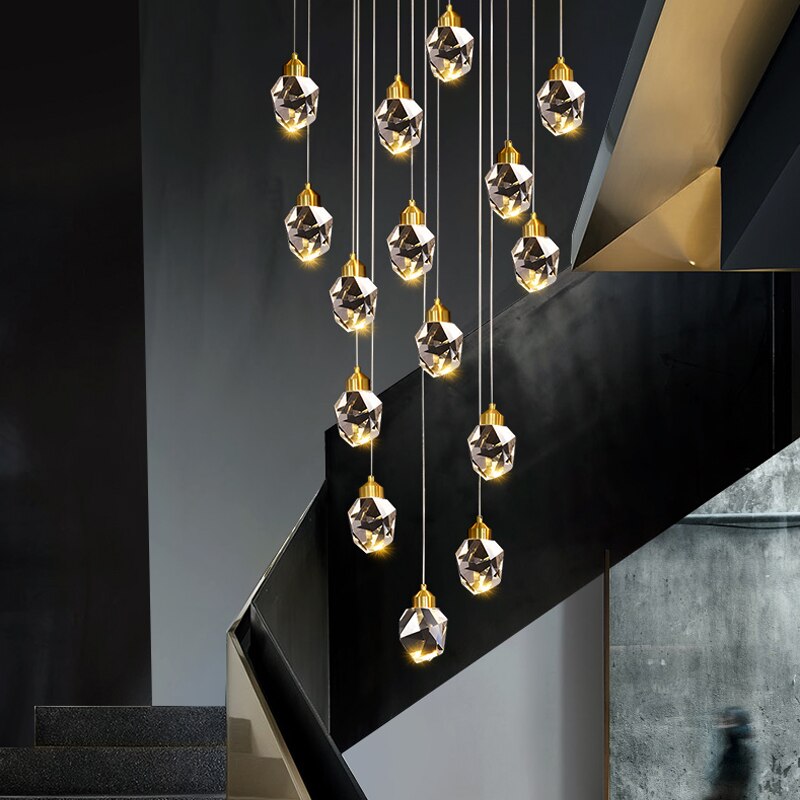 ChandeliersDecor.com-Staircase Chandelier-Luxury Crystal Staircase Chandelier with LED Lights