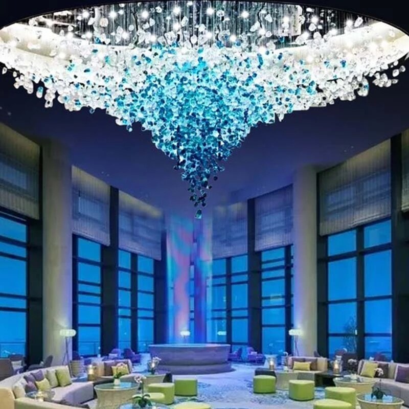 ChandeliersDecor.com-Staircase Chandelier-Luxury Crystal Stones LED Ceiling Chandelier