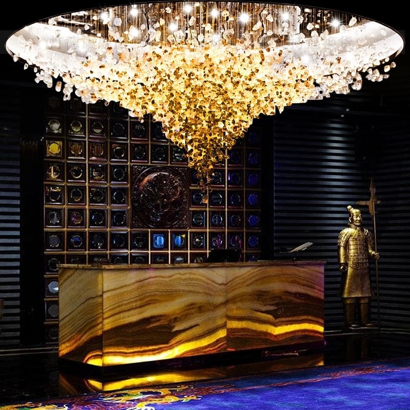 ChandeliersDecor.com-Staircase Chandelier-Luxury Crystal Stones LED Ceiling Chandelier