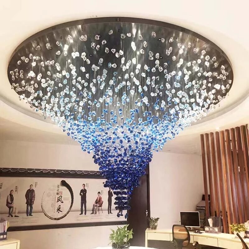 ChandeliersDecor.com-Staircase Chandelier-Luxury Crystal Stones LED Ceiling Chandelier