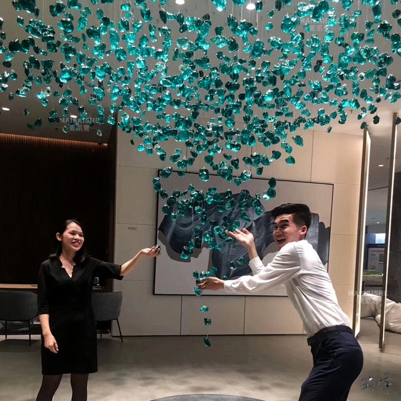 ChandeliersDecor.com-Staircase Chandelier-Luxury Crystal Stones LED Ceiling Chandelier