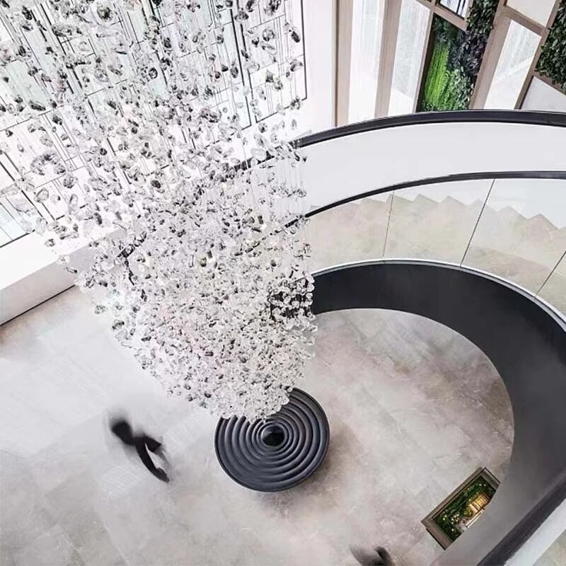 ChandeliersDecor.com-Staircase Chandelier-Luxury Crystal Stones LED Ceiling Chandelier