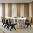 ChandeliersDecor.com-Dining Tables-Luxury White Polished Finish Marble Dining Table Set
