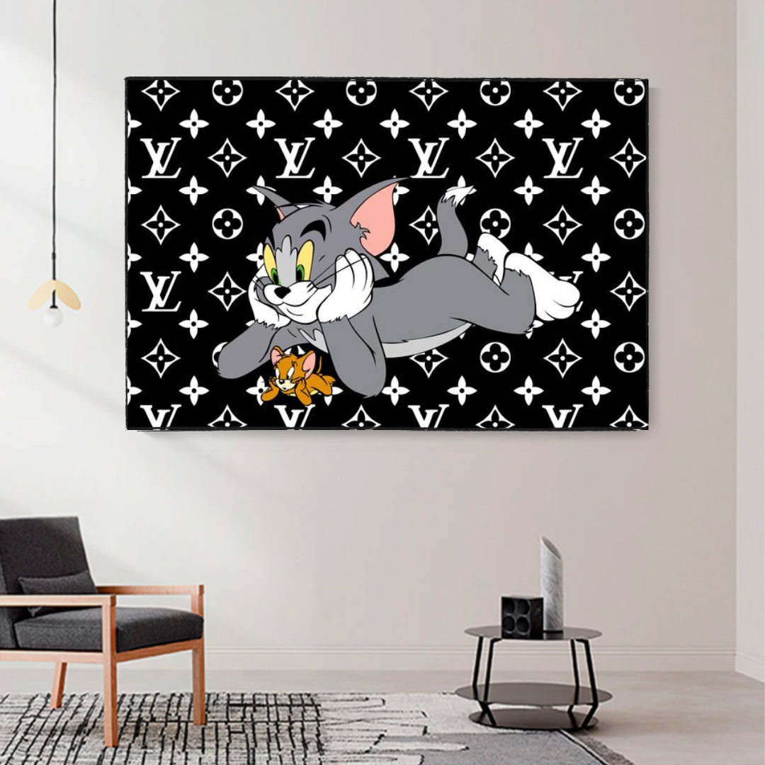 ChandeliersDecor.com-Wall Posters-LV Tom and Jerry Canvas Wall Art Unique LV Collection