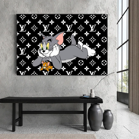 ChandeliersDecor.com-Wall Posters-LV Tom and Jerry Canvas Wall Art Unique LV Collection