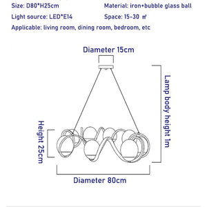 ChandeliersDecor.com-Chandeliers-Magic Bean Molecular LED Chandelier with Glass Bubbles