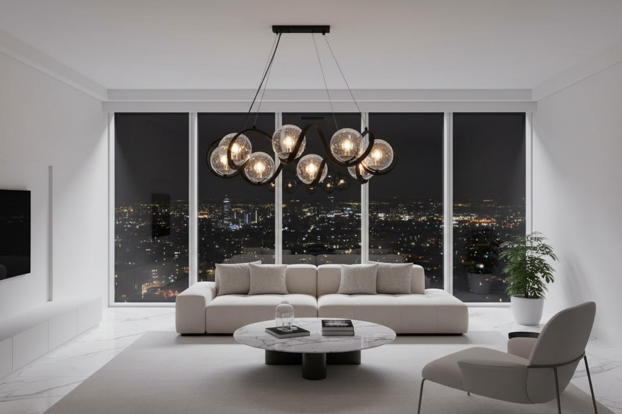 Magic Bean Molecular LED Chandelier with Glass Bubbles-ChandeliersDecor.com