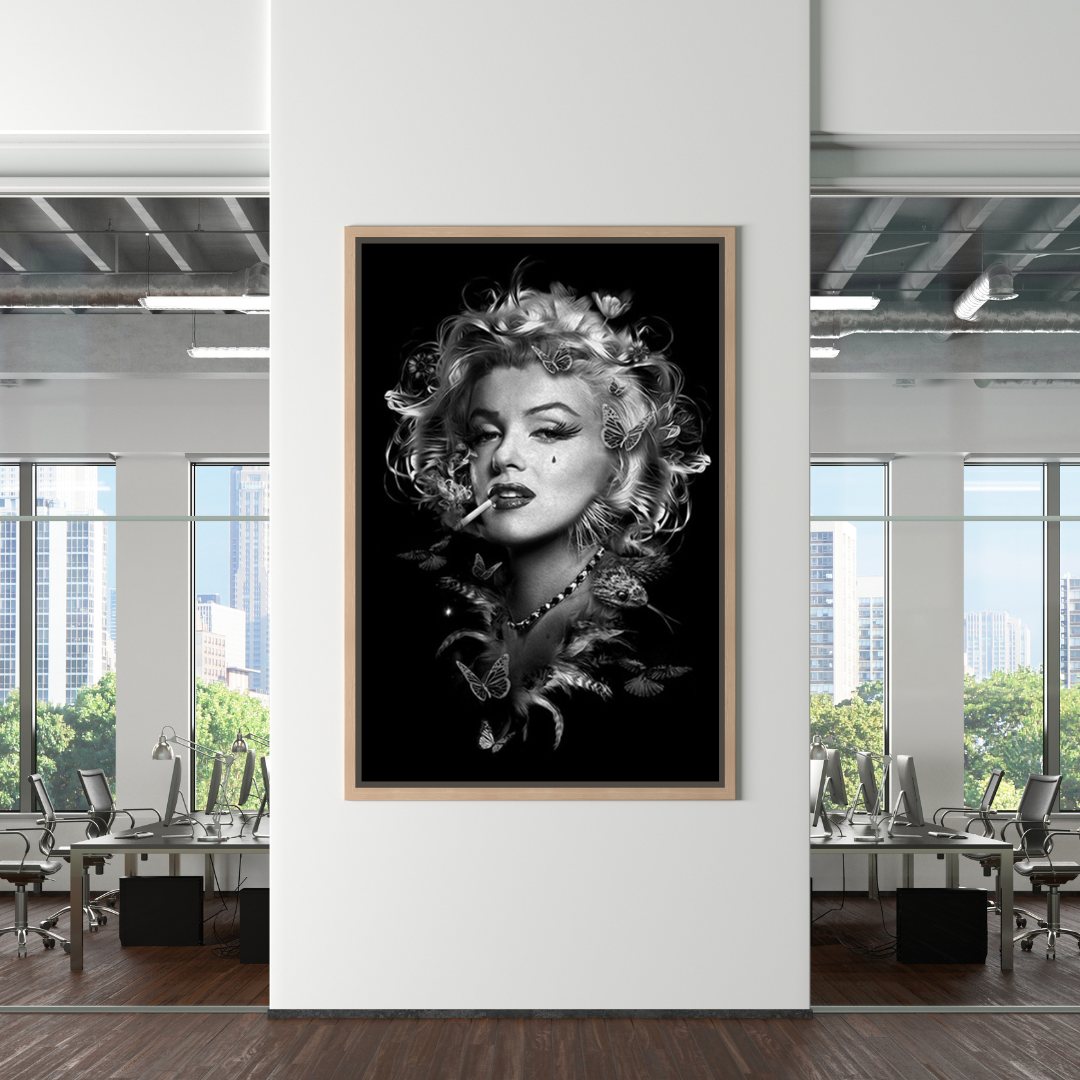 ChandeliersDecor.com-Wall Posters-Marilyn Black and White Poster - Stunning Smoking Art