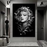ChandeliersDecor.com-Wall Posters-Marilyn Black and White Poster - Stunning Smoking Art