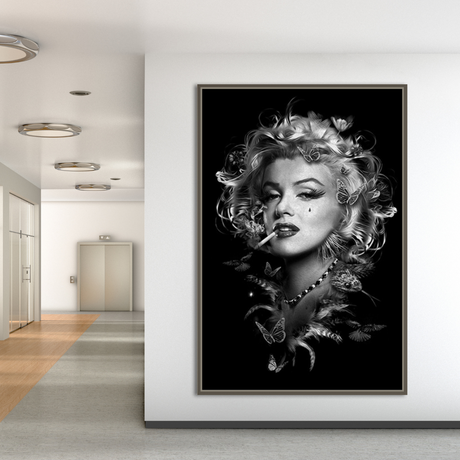 ChandeliersDecor.com-Wall Posters-Marilyn Black and White Poster - Stunning Smoking Art