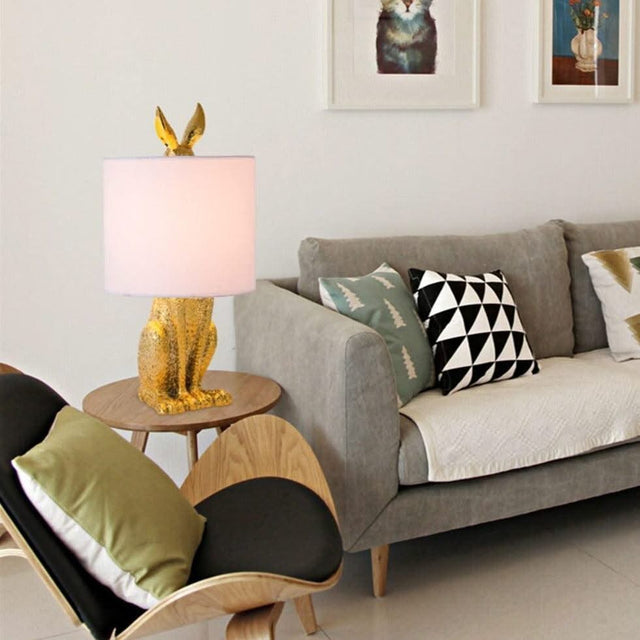 ChandeliersDecor.com-Table Lamp-Masked Rabbit Resin Table Lamp - Illuminate Your Space