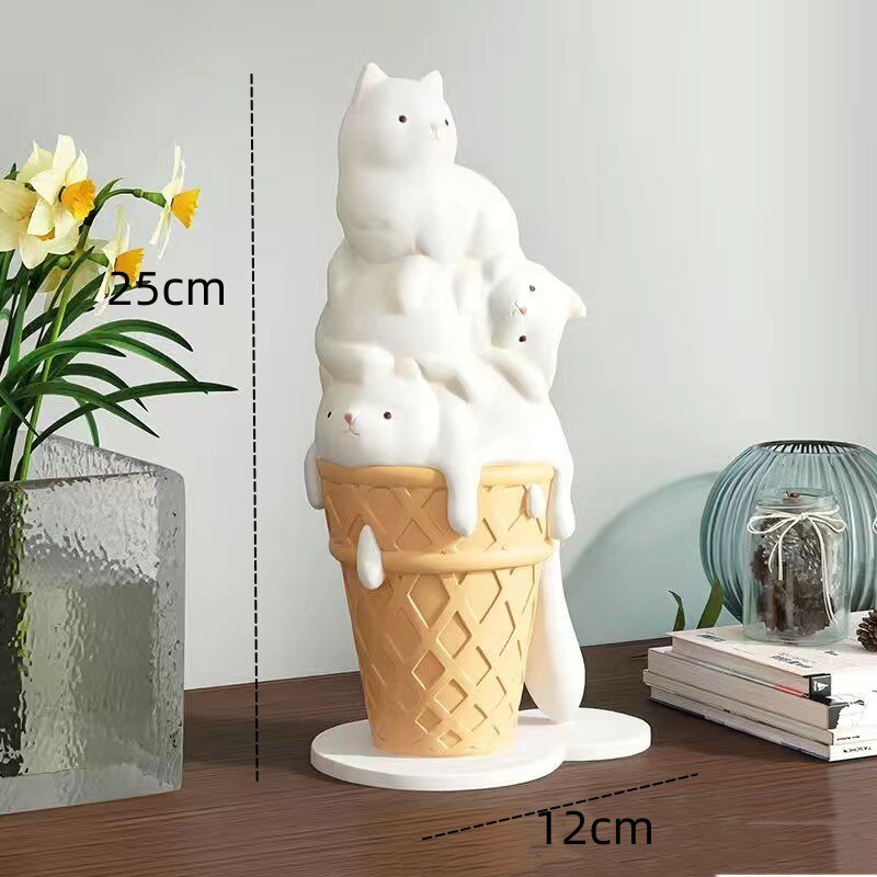 ChandeliersDecor.com-Kids Statues-Melted Ice Cream Cat Statues Sculpture Ornament