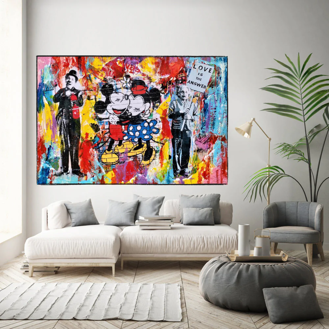 ChandeliersDecor.com-Wall Posters-Mickey and Minnie Love - Love is the Answer Wall Art