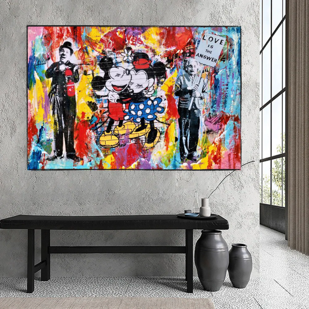 ChandeliersDecor.com-Wall Posters-Mickey and Minnie Love - Love is the Answer Wall Art