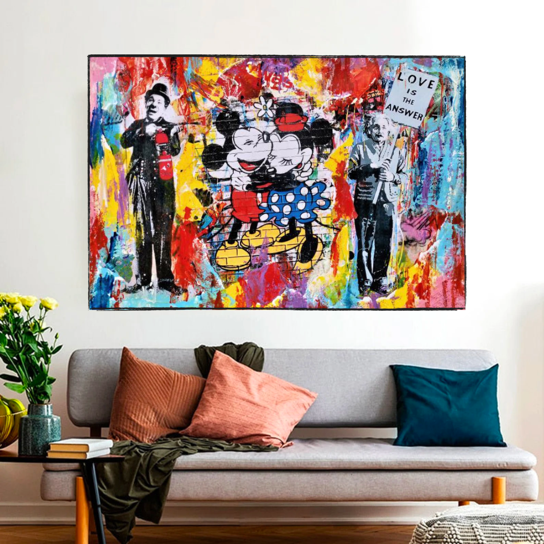 ChandeliersDecor.com-Wall Posters-Mickey and Minnie Love - Love is the Answer Wall Art