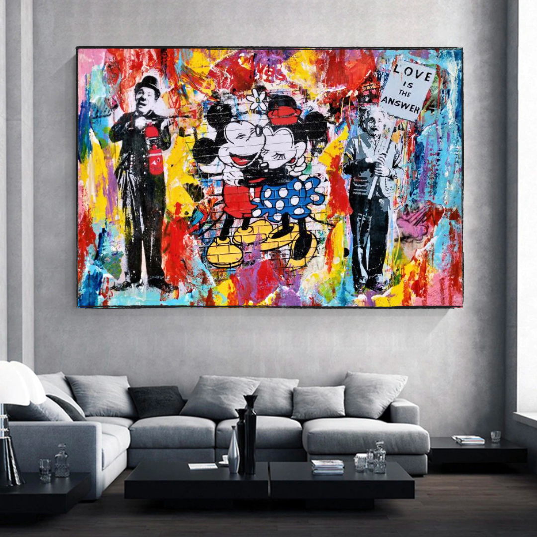 ChandeliersDecor.com-Wall Posters-Mickey and Minnie Love - Love is the Answer Wall Art