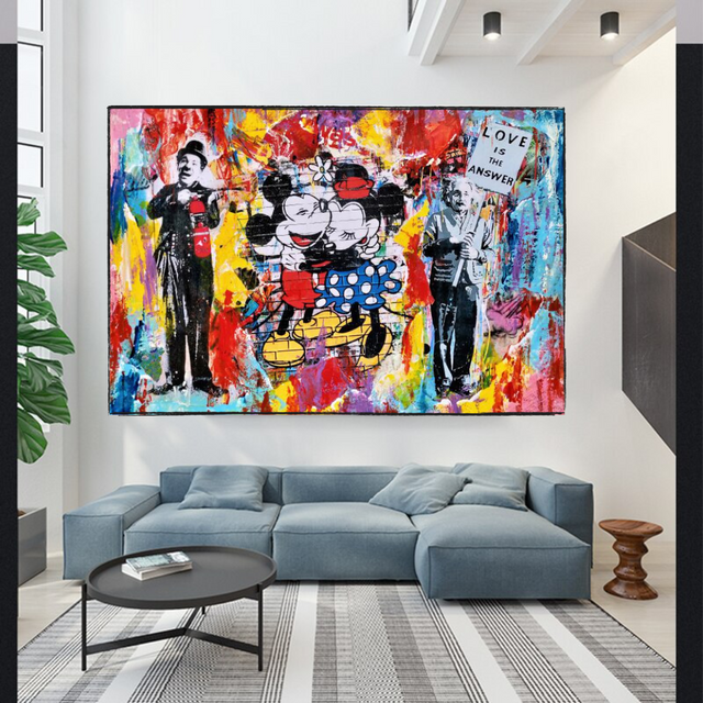 ChandeliersDecor.com-Wall Posters-Mickey and Minnie Love - Love is the Answer Wall Art