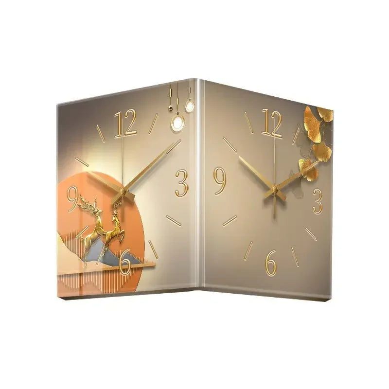 ChandeliersDecor.com-Wall Clocks-Minimalist Double Sided Corner Wall Clock