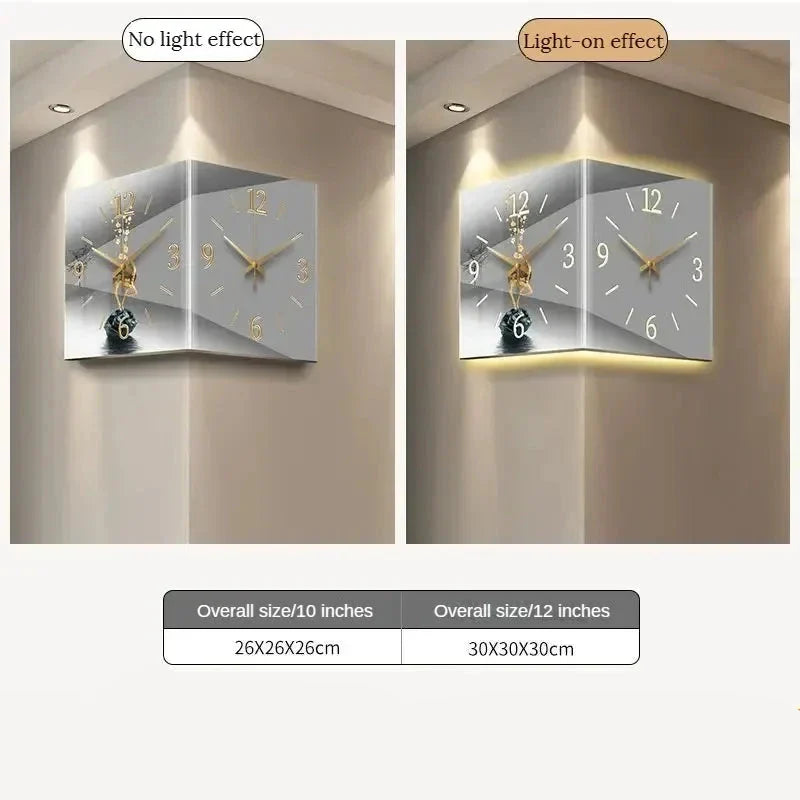 ChandeliersDecor.com-Wall Clocks-Minimalist Double Sided Corner Wall Clock
