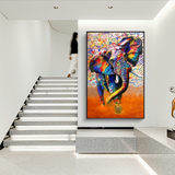 ChandeliersDecor.com-Wall Posters-Modern Art Colourful Elephant Canvas Wall Art