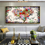 ChandeliersDecor.com-Wall Posters-Modern Art Colourful Heart Flowers Canvas Wall Art
