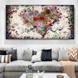 ChandeliersDecor.com-Wall Posters-Modern Art Colourful Heart Flowers Canvas Wall Art