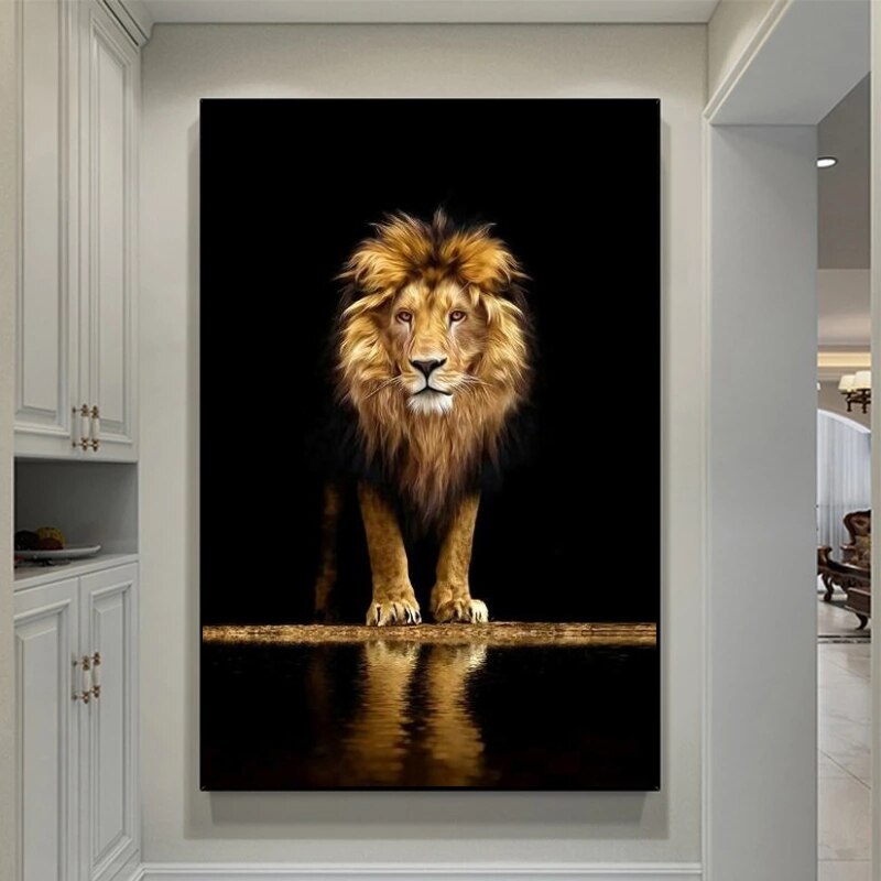 ChandeliersDecor.com-Wall Posters-Modern Art Lion In The Dark Canvas Wall Art