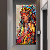ChandeliersDecor.com-Wall Posters-Modern Art Red Indian Women Canvas Wall Art