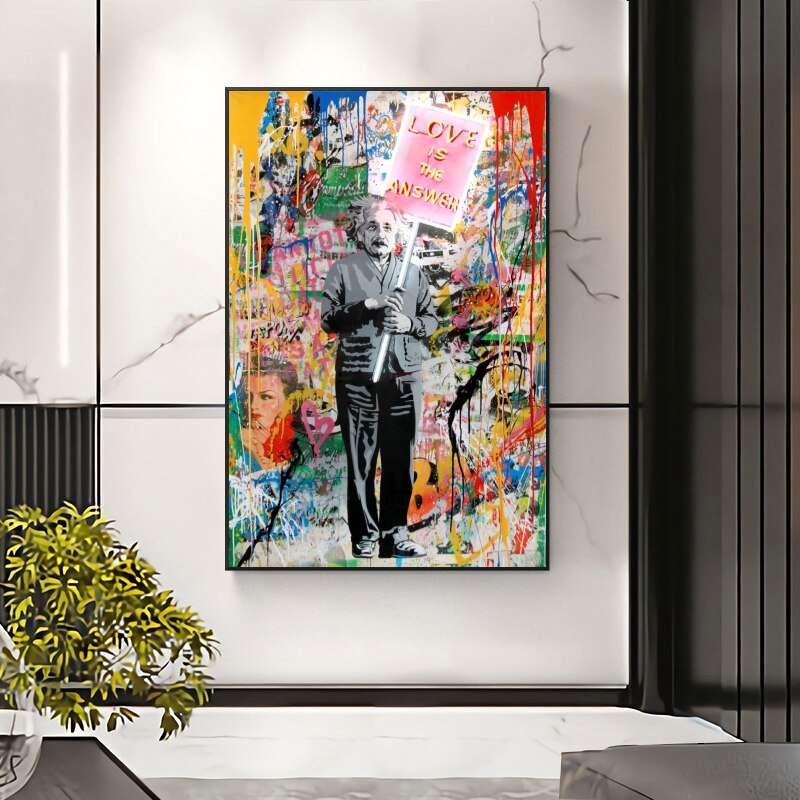 ChandeliersDecor.com-Banksy Wall Poster-Modern Banksy Artwork Abstract Portrait Canvas Wall Art
