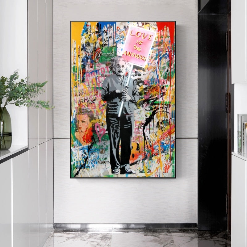 ChandeliersDecor.com-Banksy Wall Poster-Modern Banksy Artwork Abstract Portrait Canvas Wall Art