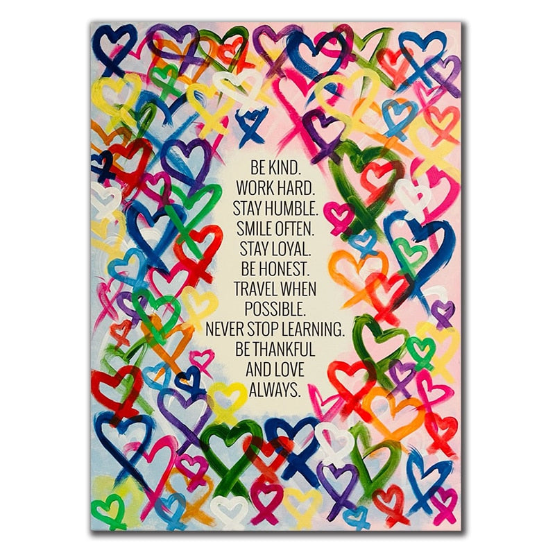 ChandeliersDecor.com-Wall Posters-Modern Be Kind and Love Always Canvas Wall Art