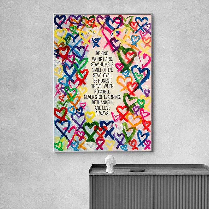 ChandeliersDecor.com-Wall Posters-Modern Be Kind and Love Always Canvas Wall Art