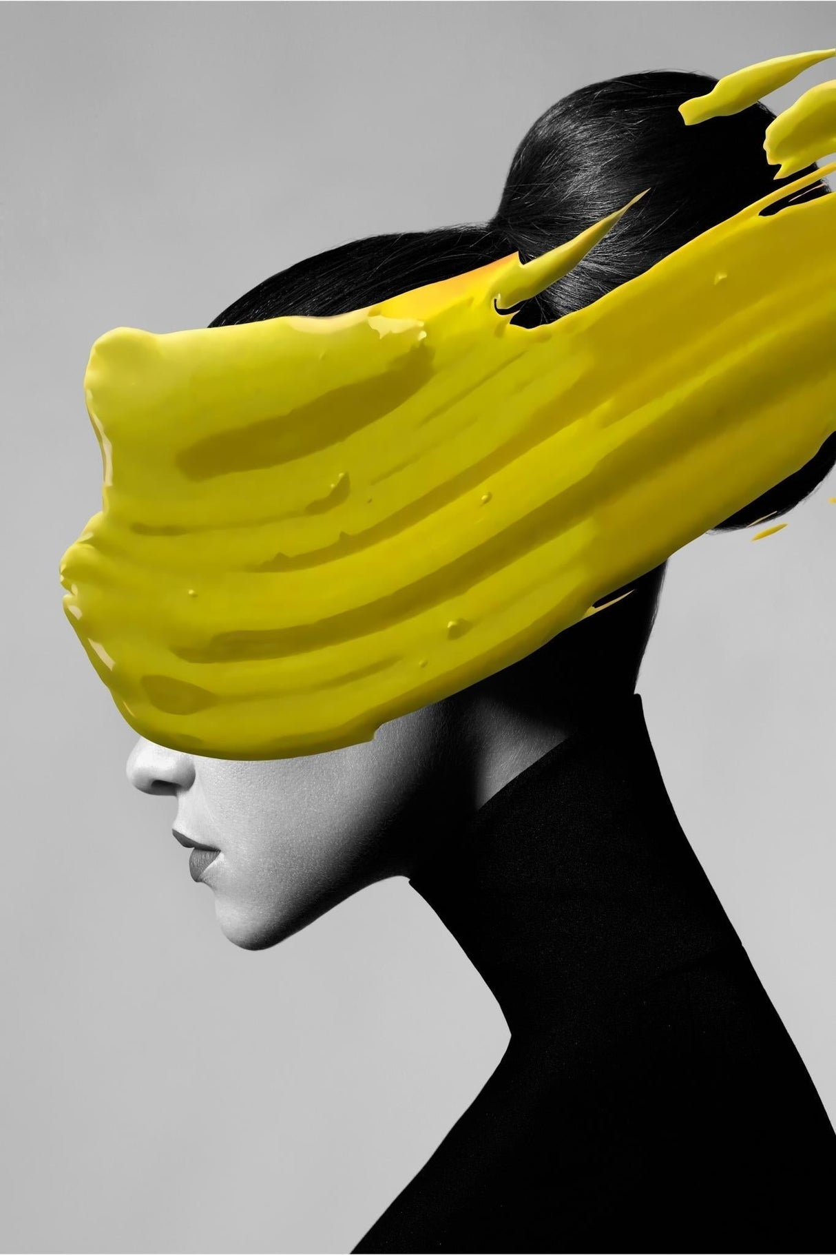 ChandeliersDecor.com-Wall Posters-Modern Black Women With Yellow Hat Canvas Wall Art