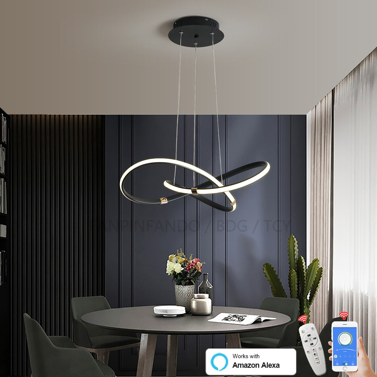 ChandeliersDecor.com-Kitchen Island-Modern Chrome Plated Gold LED Chandelier for Dining and Living Room