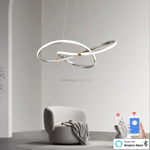 ChandeliersDecor.com-Kitchen Island-Modern Chrome Plated Gold LED Chandelier for Dining and Living Room