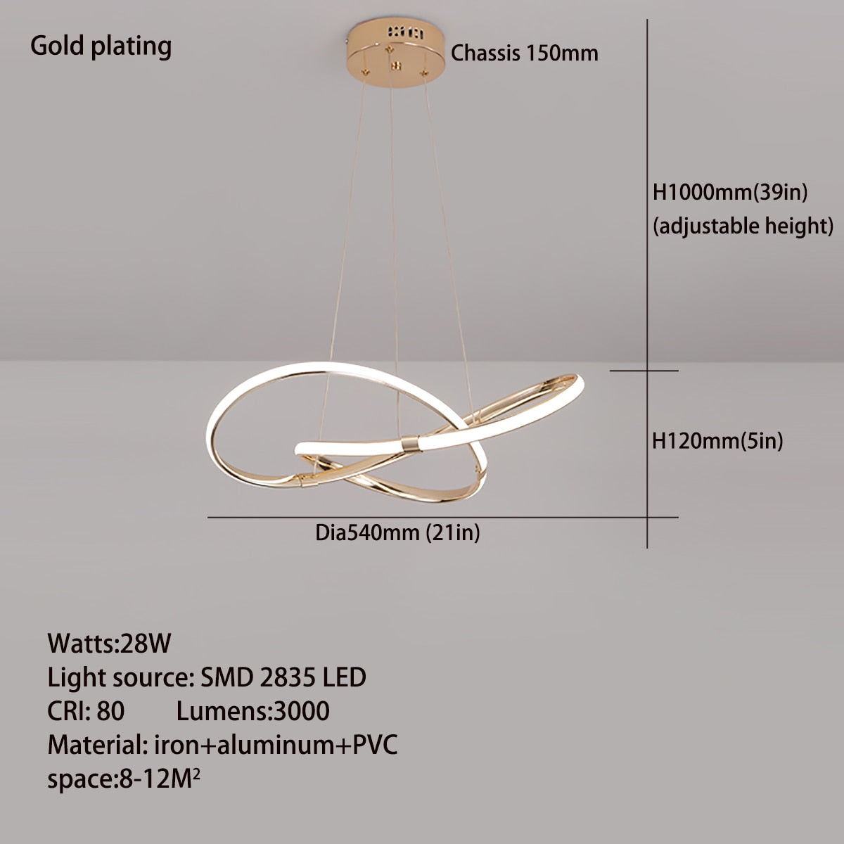 ChandeliersDecor.com-Kitchen Island-Modern Chrome Plated Gold LED Chandelier for Dining and Living Room