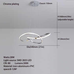 ChandeliersDecor.com-Kitchen Island-Modern Chrome Plated Gold LED Chandelier for Dining and Living Room