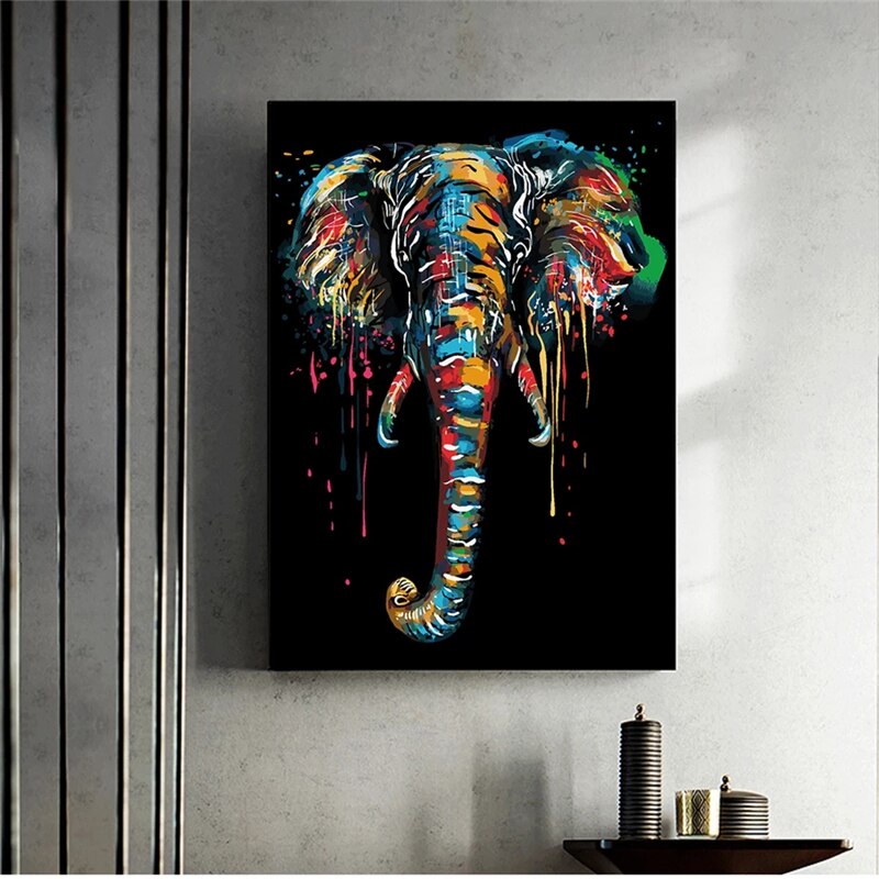 ChandeliersDecor.com-Wall Posters-Modern Colourful Elephant Canvas Wall Art