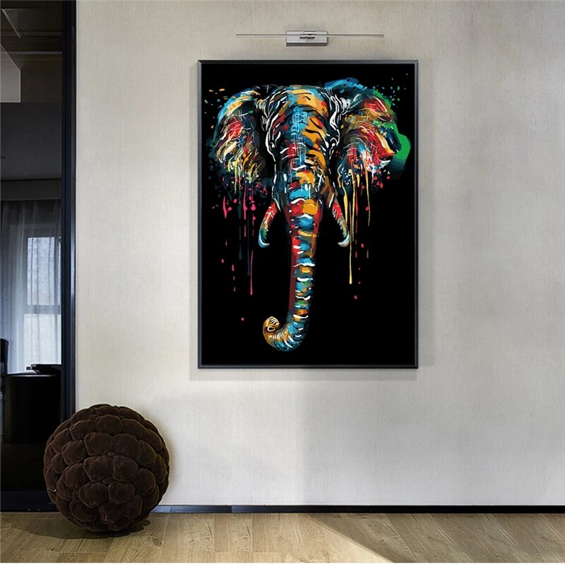 ChandeliersDecor.com-Wall Posters-Modern Colourful Elephant Canvas Wall Art