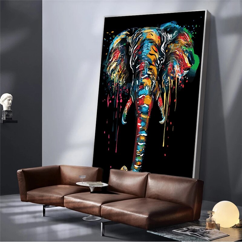 ChandeliersDecor.com-Wall Posters-Modern Colourful Elephant Canvas Wall Art