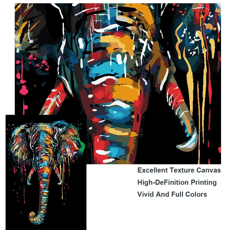 ChandeliersDecor.com-Wall Posters-Modern Colourful Elephant Canvas Wall Art